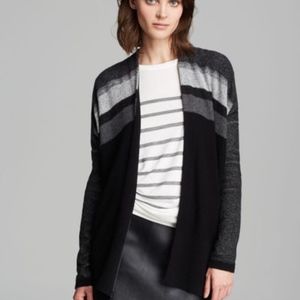 Vince Gray Variegated Striped Drape Cardigan